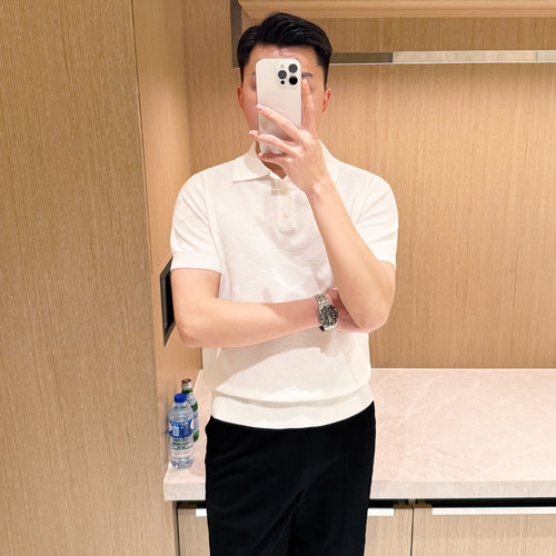 夏季短袖商务高端肌理polo衫冰丝
