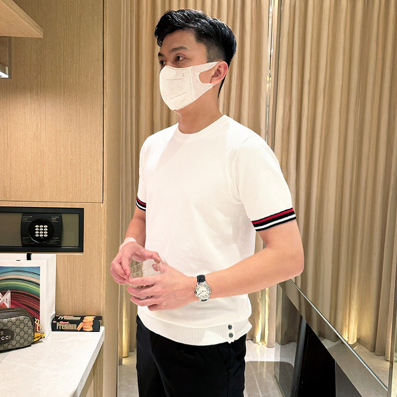 短袖休闲风男士拼接针织t恤轻奢