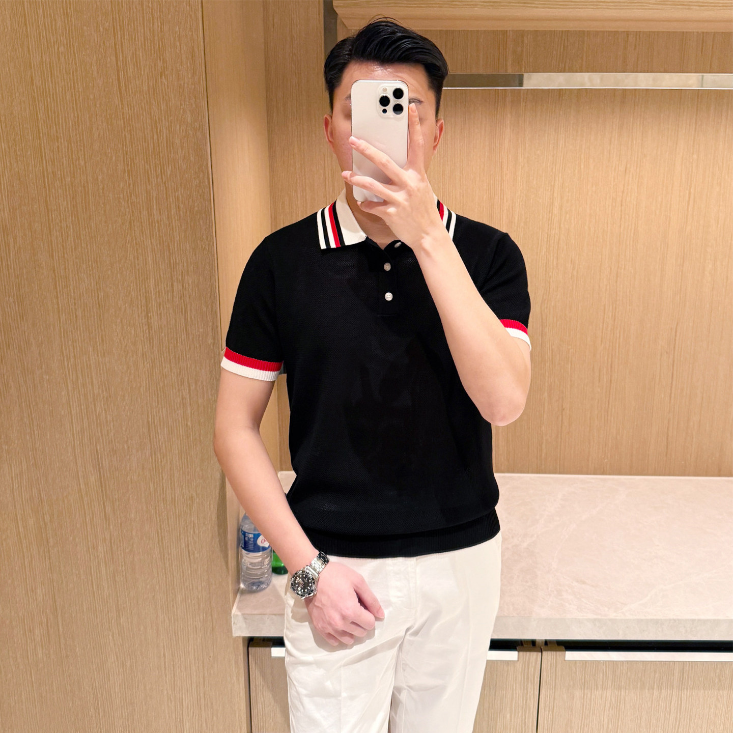 法式奢华高级商务修身男士polo衫 时尚新款拼色翻领上衣男t恤短袖
