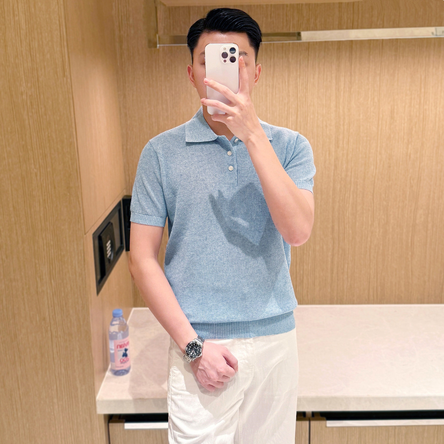 老钱风男装休闲复古翻领t恤短袖男 夏季新款高级商务针织polo衫男