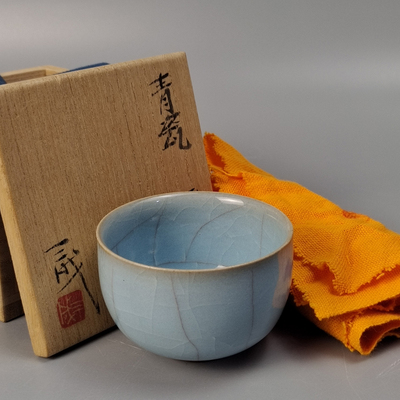 铃木三成造日本青瓷茶碗