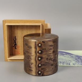 清雅堂造日本铜茶筒茶叶罐。未使用品带原箱。