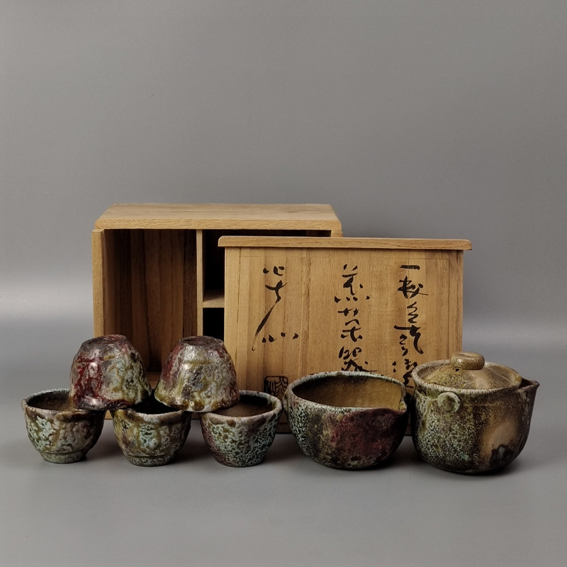 佐久知炎仙造日本南蛮烧密色烧宝瓶泡瓶茶壶公道杯茶碗茶器茶具
