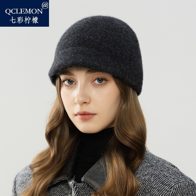秋冬新款针织羊绒帽无帽简约女士冬季保暖韩版毛线女士帽子