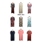 瑕疵女装 夏季 真丝桑蚕丝连衣裙名媛风碎花长裙印花真丝X22