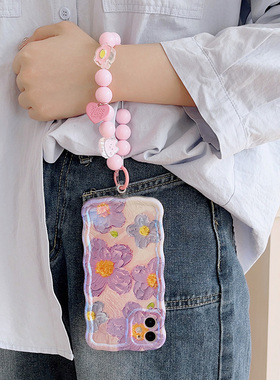 手机挂绳男女款防丢挂扣挂件白色兔头大珠手机壳通用带子挂绳防丢吊绳ins网红新款