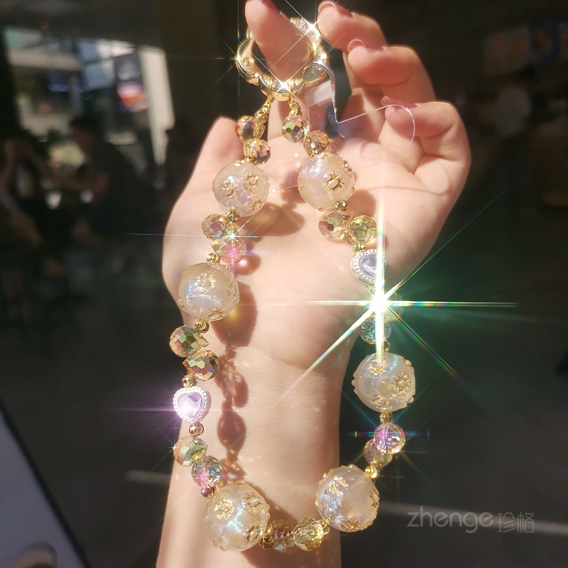 爱心魔法水晶球手机链女款