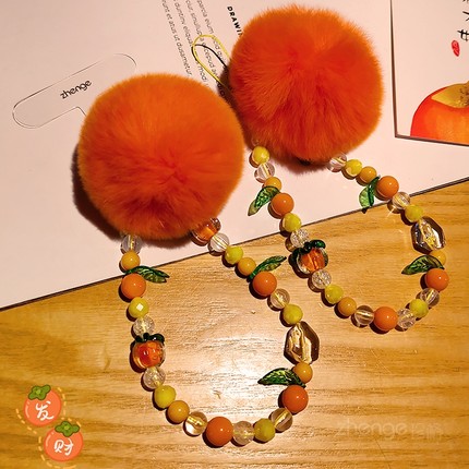 柿柿如意手链手机挂绳ins女士包挂钥匙扣挂件短款结实耐用手工串珠手腕绳户外旅行逛街防防盗手机壳挂链通用