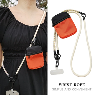 便携收纳包手机挂绳斜挎ins手腕多功能零钱耳机钥匙储物小包女挂脖户外登山旅游防丢套壳相机肩背带链子新款