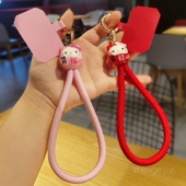 手机壳通用吊绳可爱猫猫吊坠手提挂手腕红绳招财纳福新款 招财猫挂件编织粗手绳ins手机挂绳女款 夹片式 手机绳