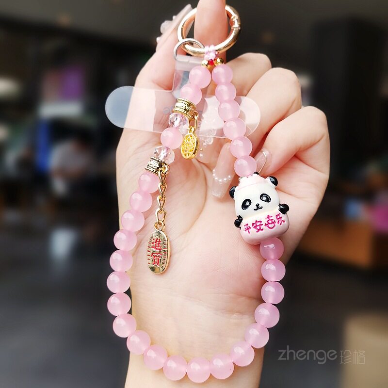 可爱熊猫手机链挂件女手腕绳新款图片