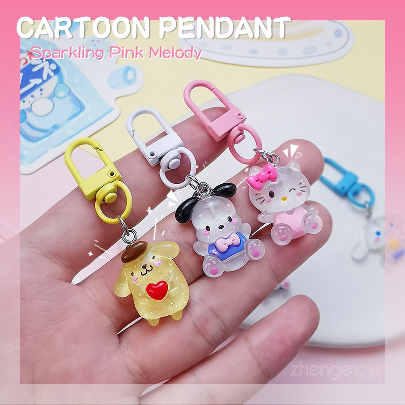 闪粉美乐蒂卡通吊坠男女挂件ins萌可爱帕恰狗库洛米布丁狗挂件手机壳吊坠汽车钥匙包包挂饰背包拉链小吊饰新