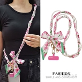 丝巾珍珠手机挂绳链斜挎可背长款 女士户外旅游逛街手机壳小蜜蜂侧背肩带高级感相机包包挂链绳通用新 ins时尚