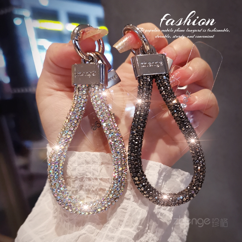 满钻指环手机挂绳女小众高级感