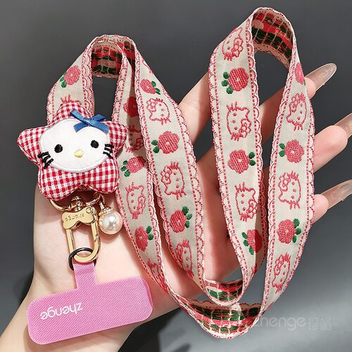 可爱星星小花猫咪手机挂绳挂脖款