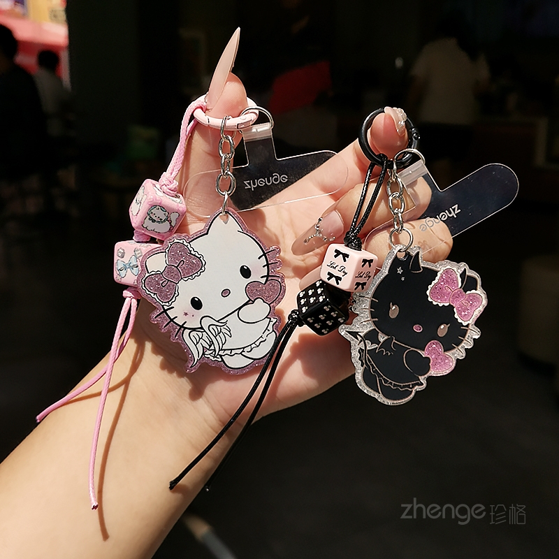 卡通可爱猫挂件手机壳包包挂汽车钥匙扣耳机盒吊坠ins闪粉小天使恶魔背包拉链饰男女情侣款物件时尚百搭新品