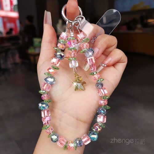 小清新精致水晶手机链挂件高级感