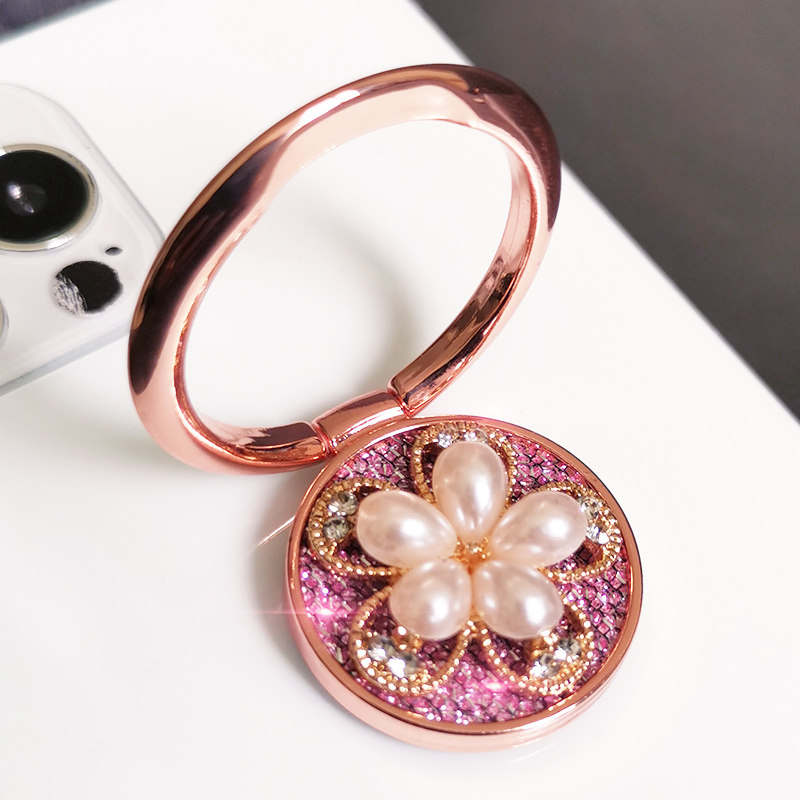 手机指环扣女水钻花珍珠支架闪粉壳手指扣环通用懒人多功能