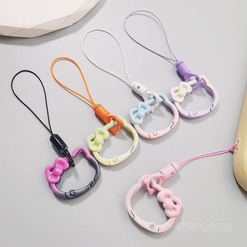可爱猫咪挂扣指环手机挂绳钥匙包