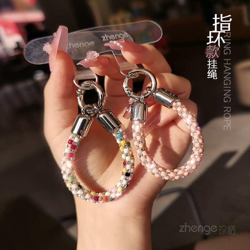 迷你指环手机挂绳ins闪钻圈挂件