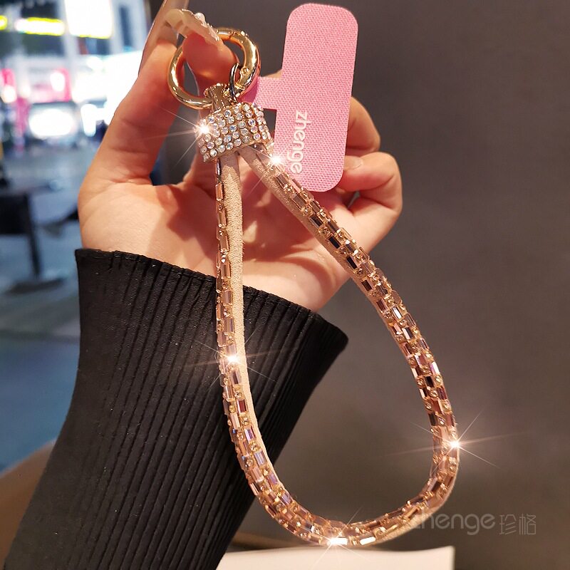 高端闪钻手机挂绳手腕短款ins女士时尚小香风精致高级感吊饰户外旅游行防丢防盗套壳相机挂件链子超好看新品