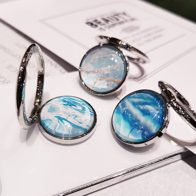 手机指环扣支架创意水晶大理石纹手指扣手机壳通用懒人拉环贴金属多功能桌面旋转支撑架男女