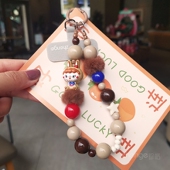 通用新 手腕挂饰户外出行旅游逛街防丢防盗手提链手机挂绳夹片式 时尚 女士手机挂链ins手机壳挂件串珠手链短款