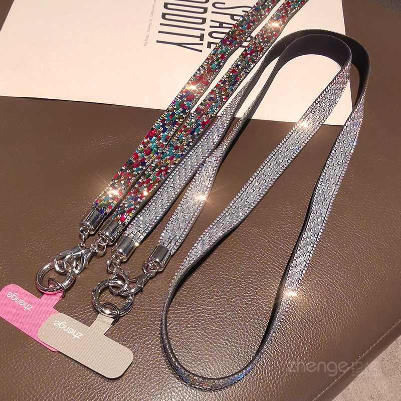 满钻亮片手机挂绳女斜挎可背长款ins时尚高级感户外手机壳背带挂链绳子旅游出行逛街包包挂绳肩带通用新款
