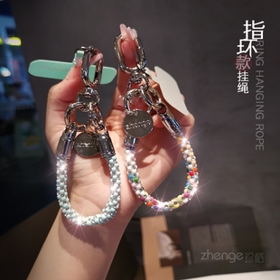 手机挂绳原创迷你指环圈钻小众高级感精致户外旅游出行防丢摔手提链饰电话套壳超好看mini闪钻拇指挂绳女新品