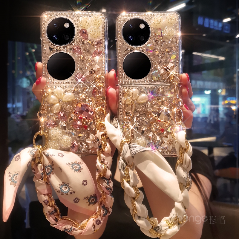 丝巾挂链手机挂绳水钻宝石壳