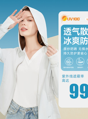 UV100防晒衣女夏季骑行新款防紫外线薄款冰丝透气运动防晒服22574