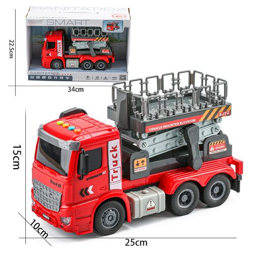 儿童大号声光升降车玩具路灯故障维修车登高车模型回力汽车工程车