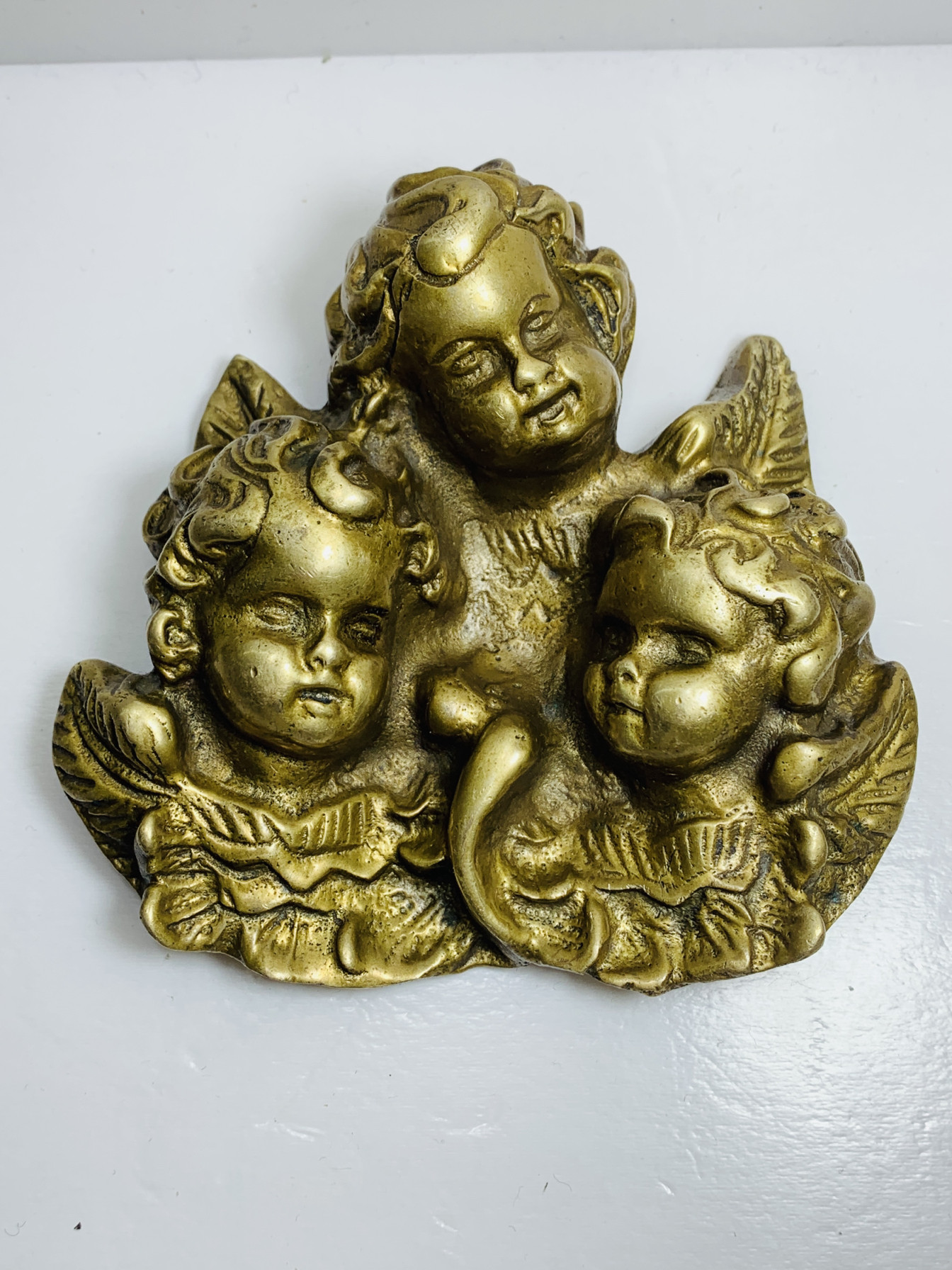 Vintage三天使壁挂 铜镀金摆件家居装饰 欧美古典 孤品回流老铜器