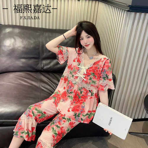 夏季大码可外出爆款拼蕾丝家居服