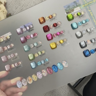 细粉水光玻璃珠猫眼2026夏天做胶流行显白色爆闪大亮片美甲店爆款