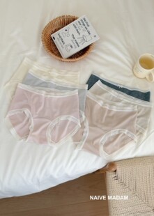 NAIVE MADAM内目21571莱赛尔高弹力内裤女蕾丝中高腰包臀蚕丝裆