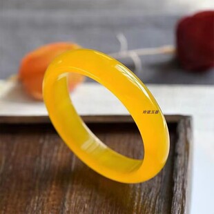 天然冰种黄玉髓手镯 冰透玛瑙时尚百搭玉石手镯女款