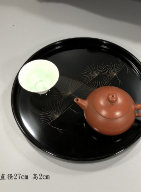 日式木制金莳绘松针漆器木茶盘