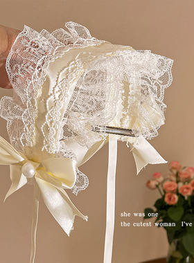 自制蕾丝蝴蝶结重工lolita发带~法式优雅生成色哥特lo娘发饰头饰