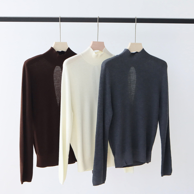 羊绒羊毛混纺针织衫长袖半高领女