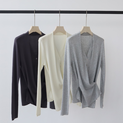 天丝高级感针织衫设计感交叉上衣