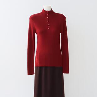 羊毛混纺入秋高级感穿搭针织衫半高领修身内搭打底衫女秋冬羊毛衫