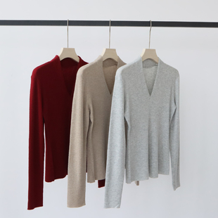 早秋氛围感穿搭羊毛混纺针织衫毛衣修身高级感纹理设计感内搭打底