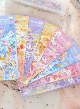 咕卡贴纸你好兔子萌宠贴画动物蕾丝丝带贴纸追星M5A8A7手帐装饰