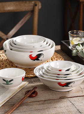 陶瓷公鸡碗怀旧复古老式鸡公碗 公鸡寸斗碗TVB周星驰电影道具碗