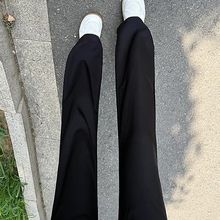 cleanfit黑色西裤男夏薄款美式垂坠感高级感微喇叭裤子休闲冰丝裤