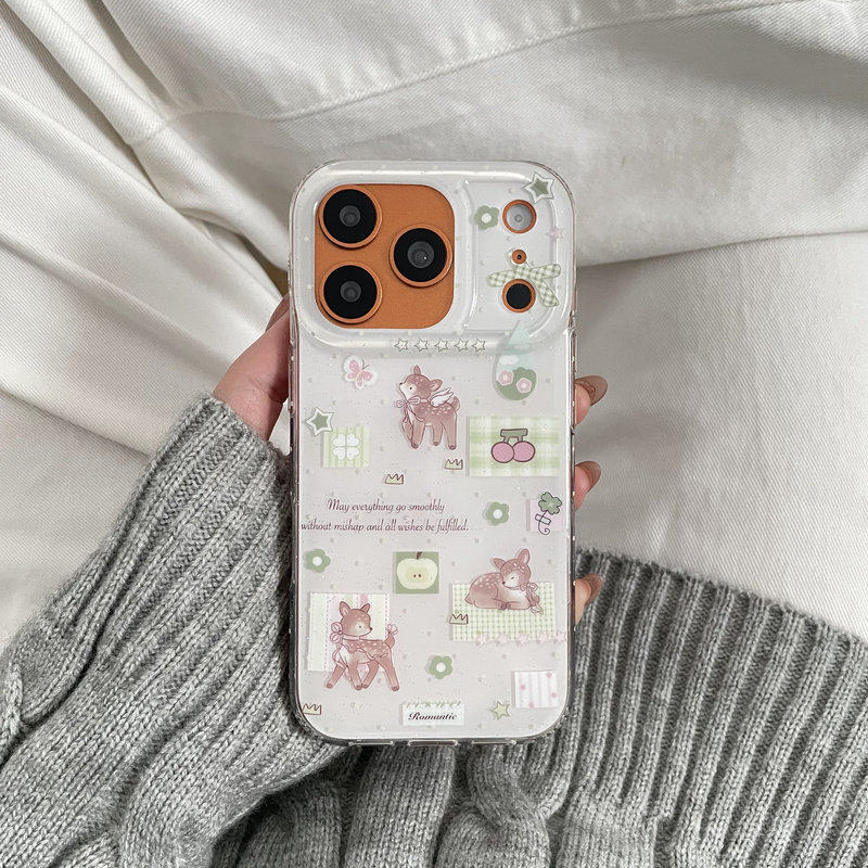波点梅花鹿插画适用于苹果IPHONE17PROMAX手机壳16pm新款15超火14不会撞壳可爱防摔硅胶超好看巨漂亮外壳