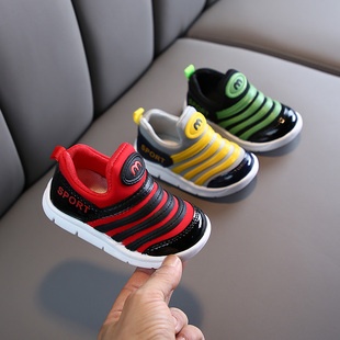 秋冬款毛毛虫加绒儿童运动鞋宝宝学步鞋一脚蹬男女童休闲鞋小童潮