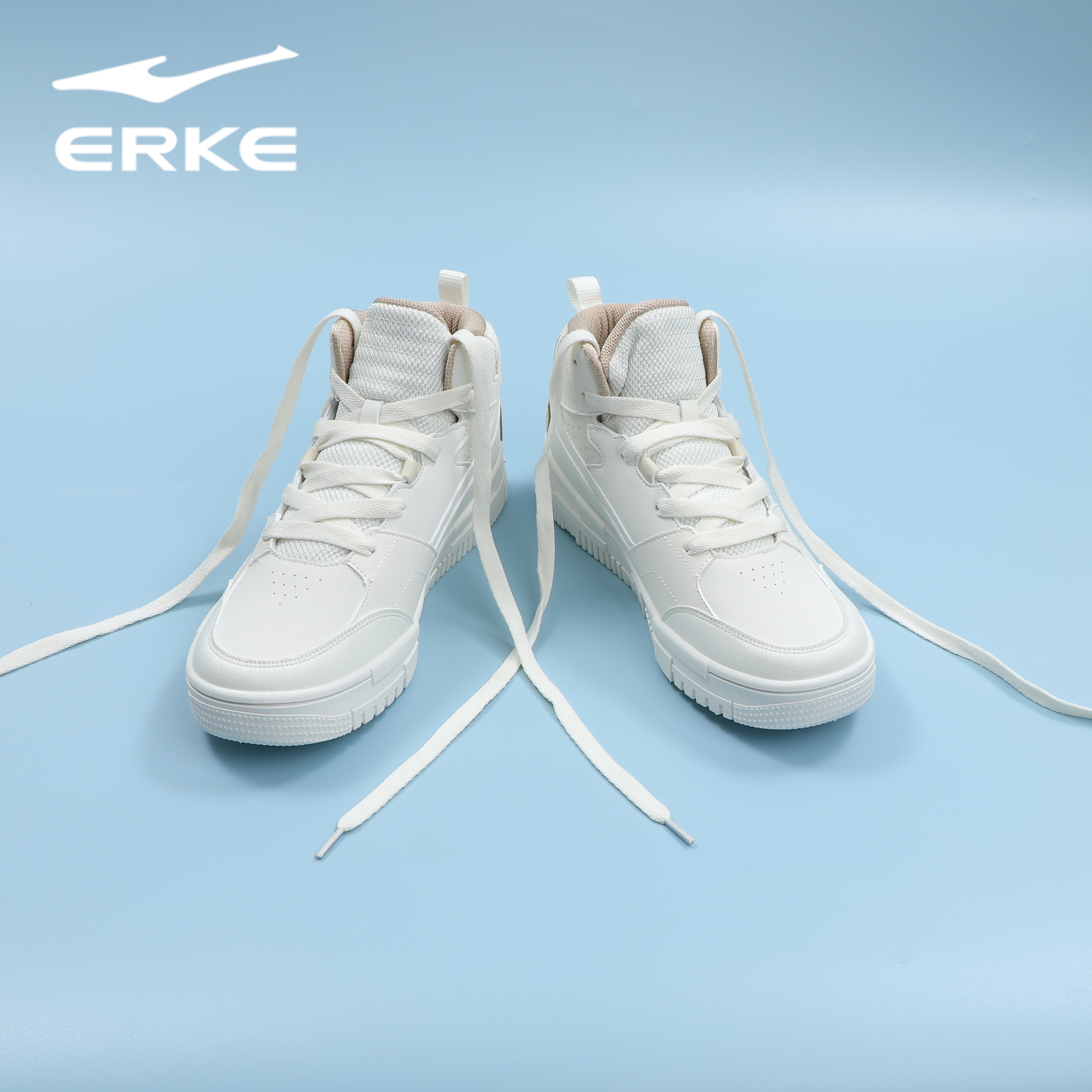 鸿星尔克男子厚底运动鞋2025新款学生契约高帮板鞋百搭休闲鞋男鞋