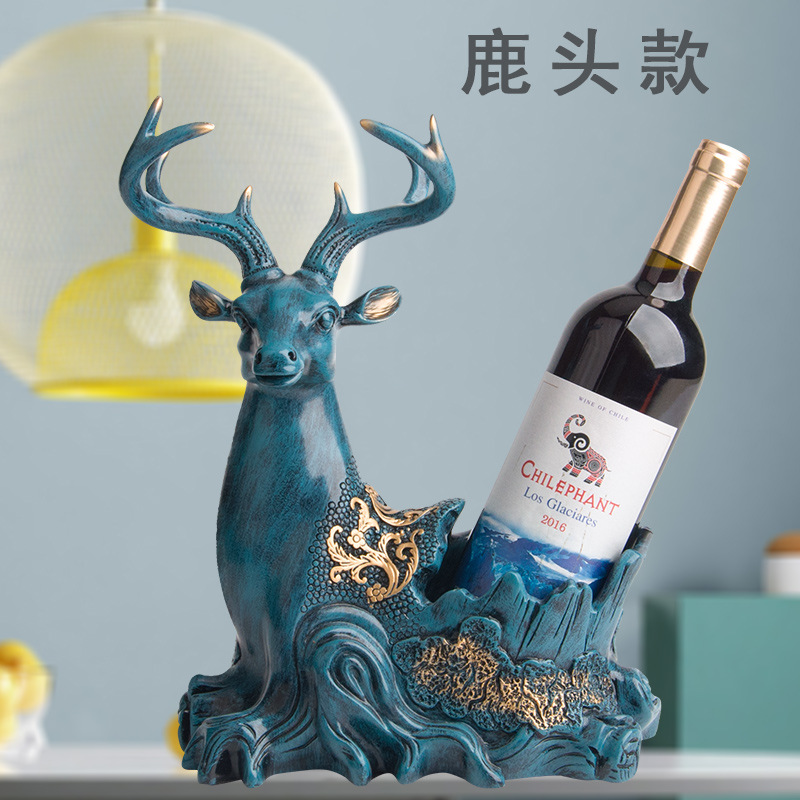 创意款装饰品欧式摆件树脂鹿头红